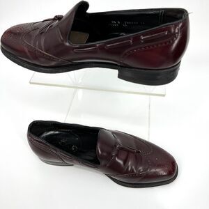 FLORSHEIM IMPERIAL Mens Cordovan Leather Tasseled Wing-Tip Slip-On Dress Shoes